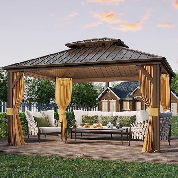 YOLENY 10'x12' Hardtop Metal Gazebo with Curtains
