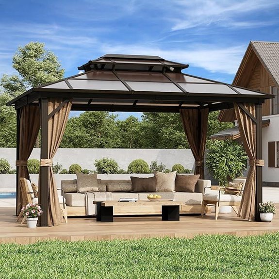 YOLENY 10'x13' Hardtop Gazebo with Curtains