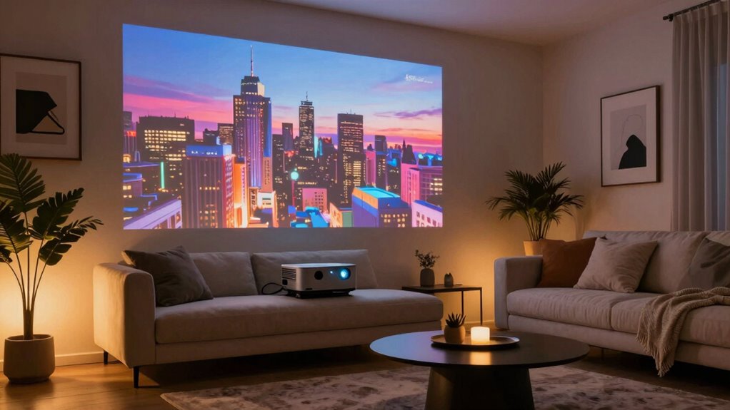 home theater with ambient lighting