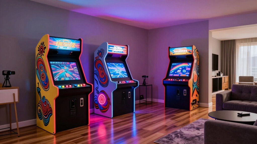vintage arcade machines with modern tech